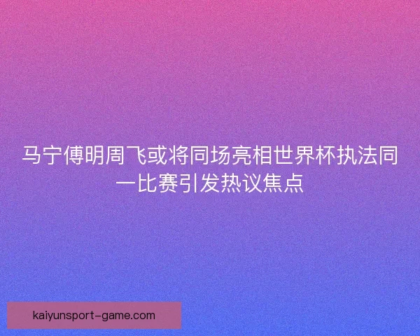 马宁傅明周飞或将同场亮相世界杯执法同一比赛引发热议焦点